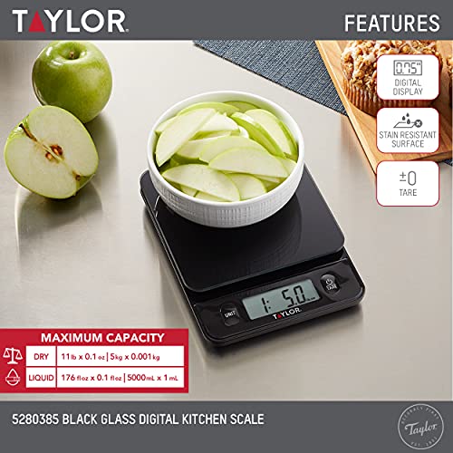 Taylor Glass Top Scale touch controls enable quick, clean operation.