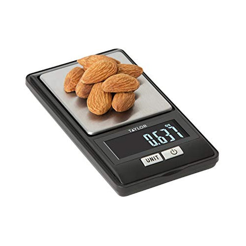 Taylor auto-off tare-function scale; simple repeated measurements with battery conservation.