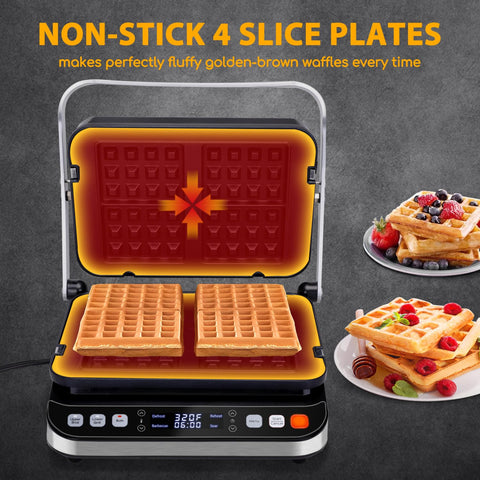 Taylor Swoden Panini Press Waffle Maker 180-degree opening for flat cooking surface and even heat