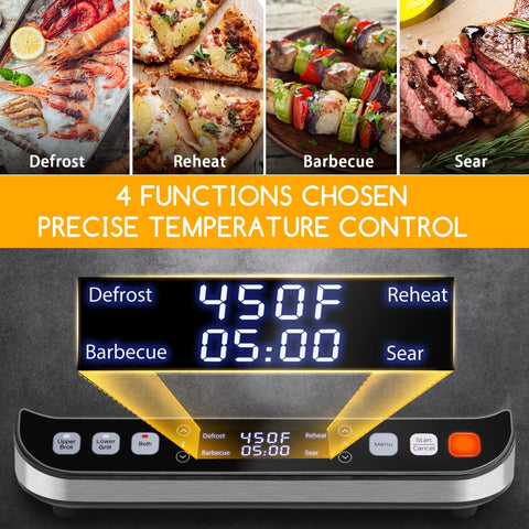 Taylor Swoden Panini Press Waffle Maker digital control panel highlights precise temperature and timer control