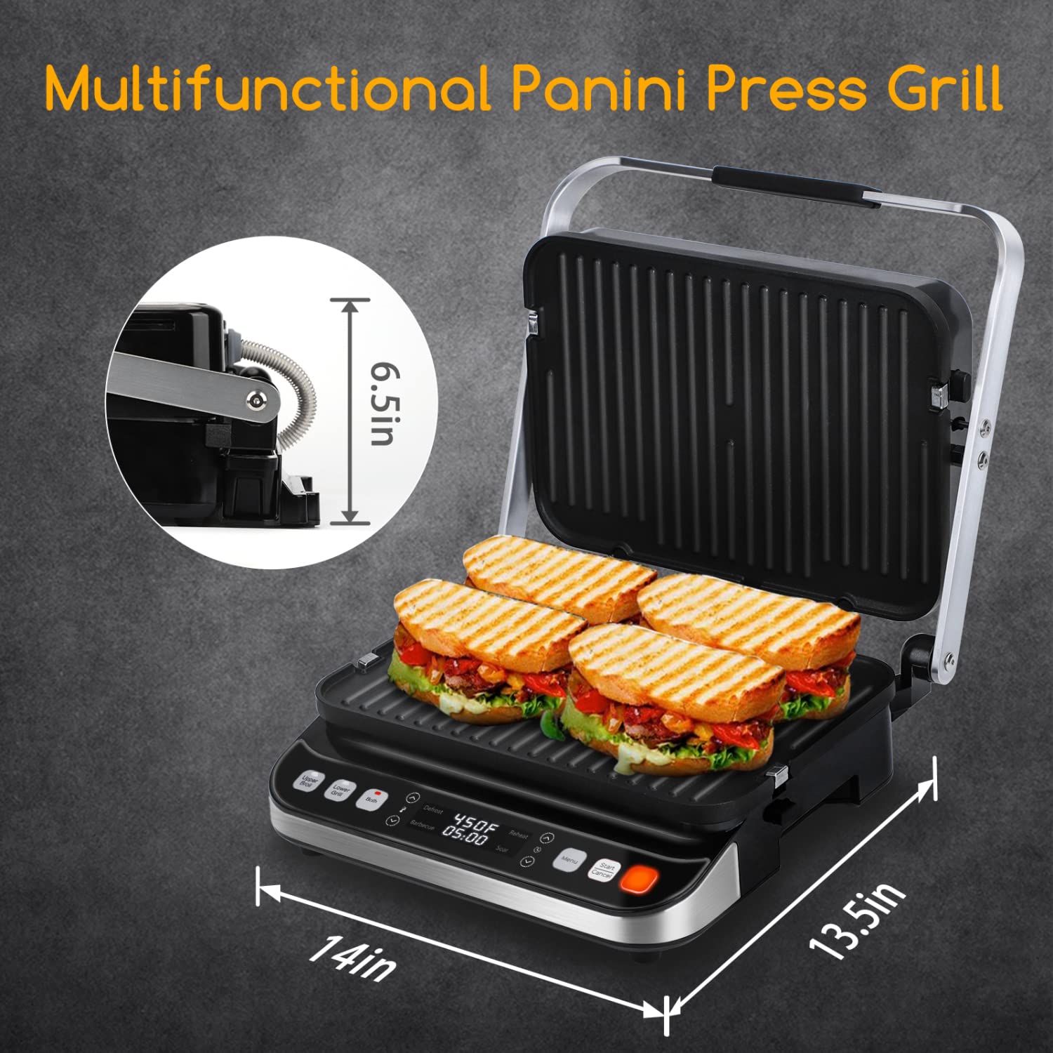 Taylor Swoden Panini Press Waffle Maker dishwasher-safe plates for quick cleanup