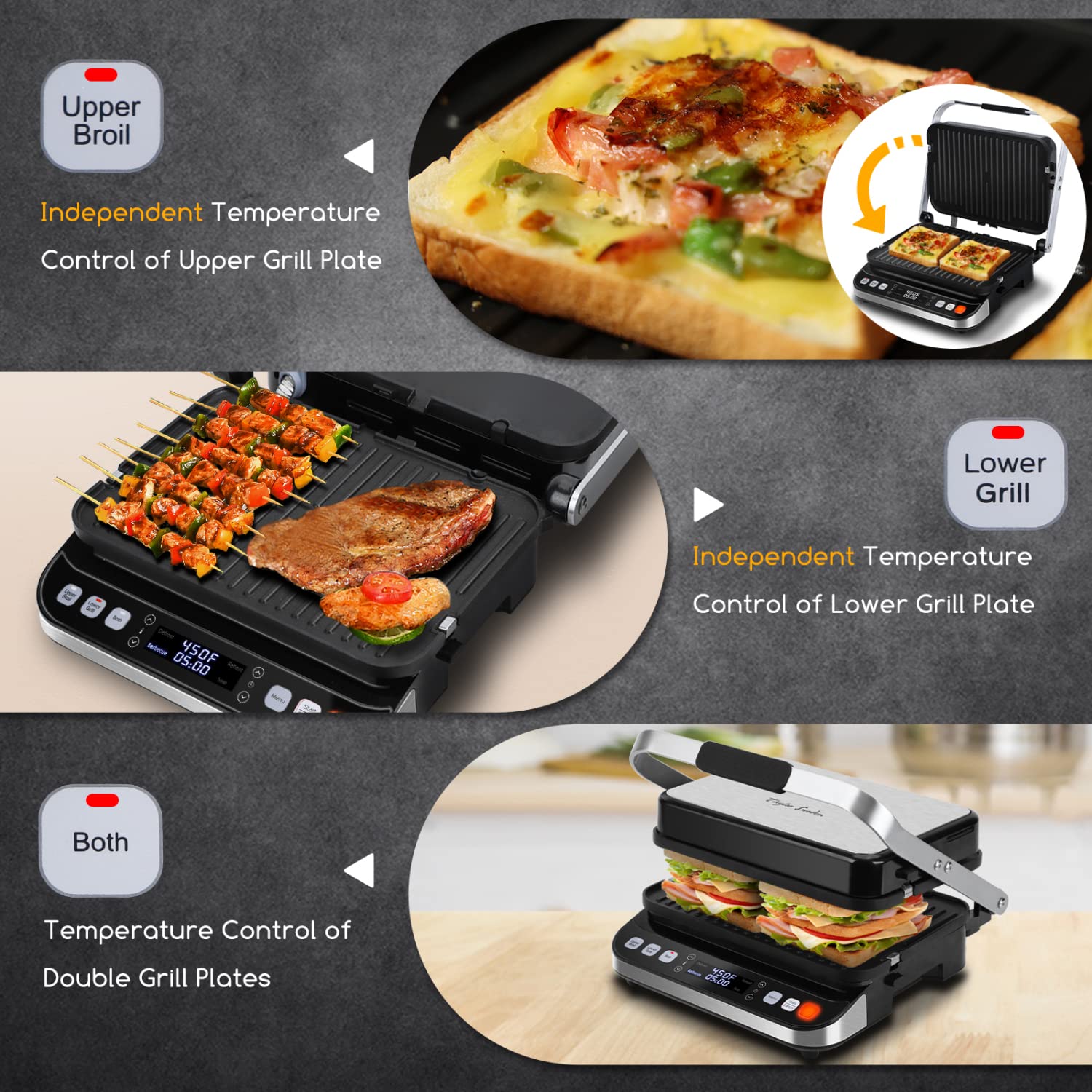 Taylor Swoden Panini Press Waffle Maker double-sided plates ready for panini and waffles