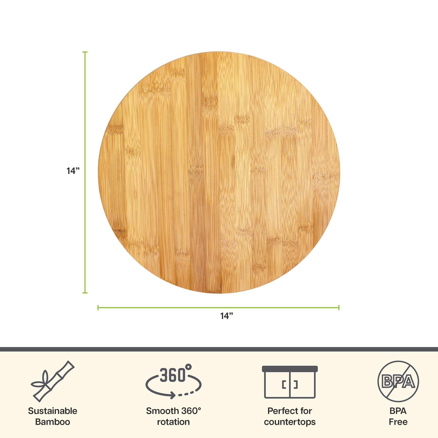 TB Home Lazy Susan ships ready to use with sturdy base for stability