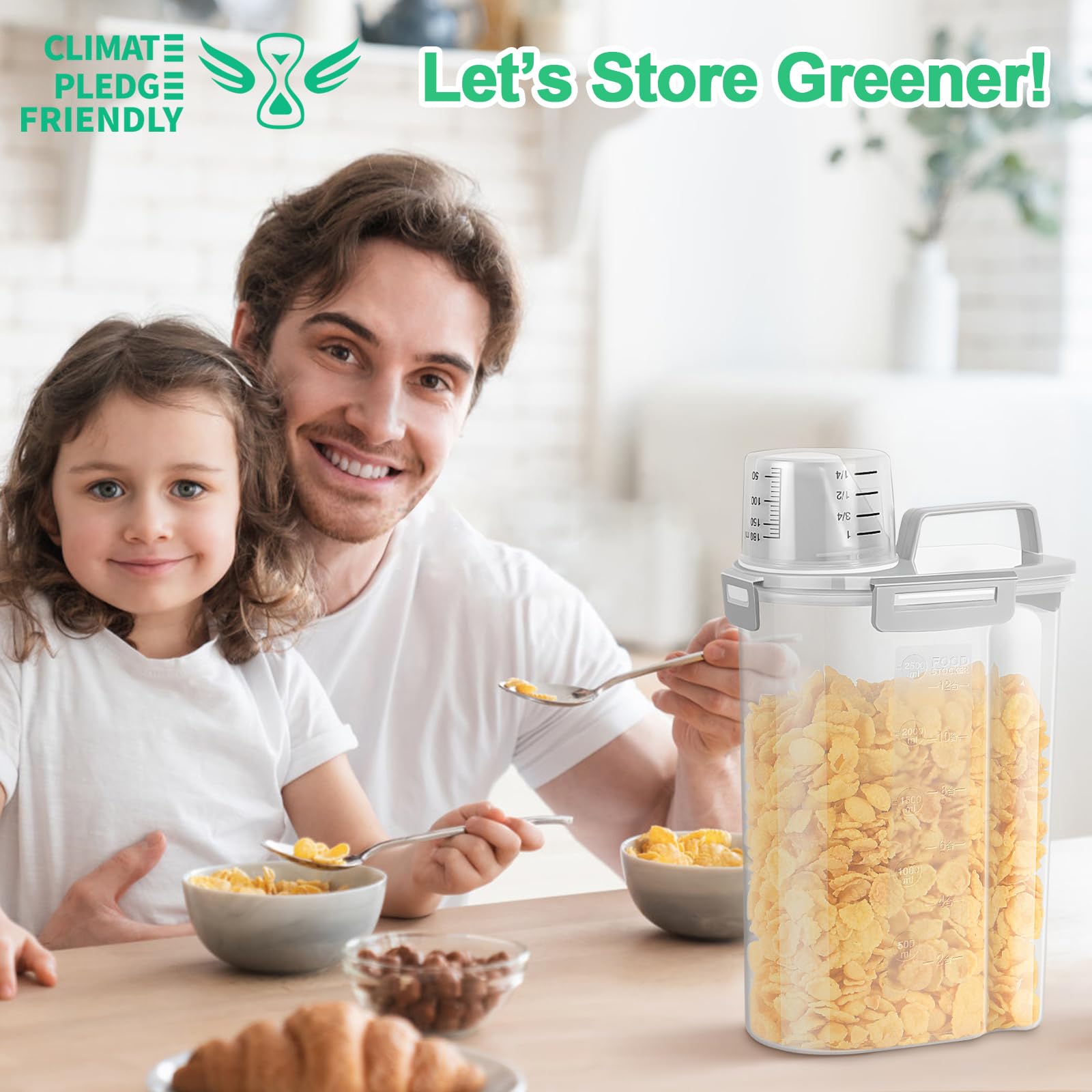 TBMax cereal container featuring transparent body and secure latch for easy pantry check