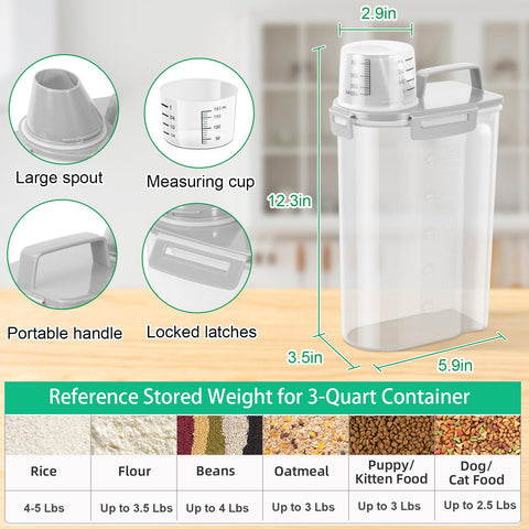 TBMax pet food dispenser with cup and airtight seal for freshness