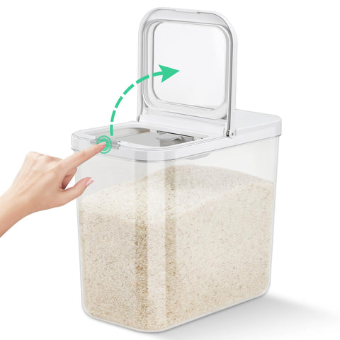 TBMax rice storage container with flip-up lid for easy access during cooking.