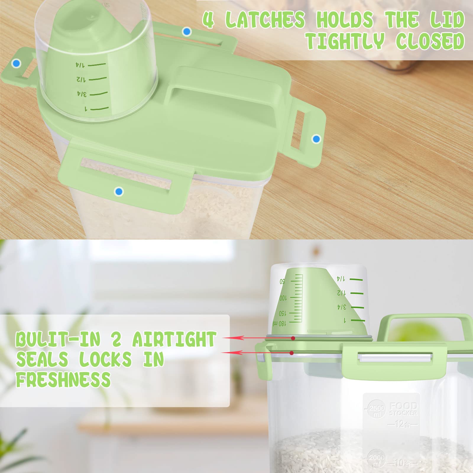 TBMax 5-lb rice capacity supports versatile pantry storage.