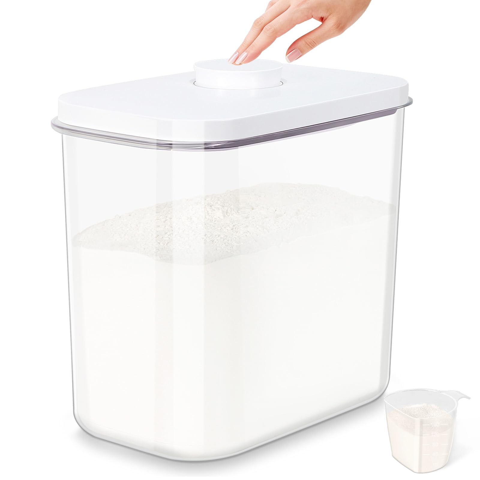 TBMAXS Airtight Rice Container with Handle stores up to 25 lbs and is easy to lift.