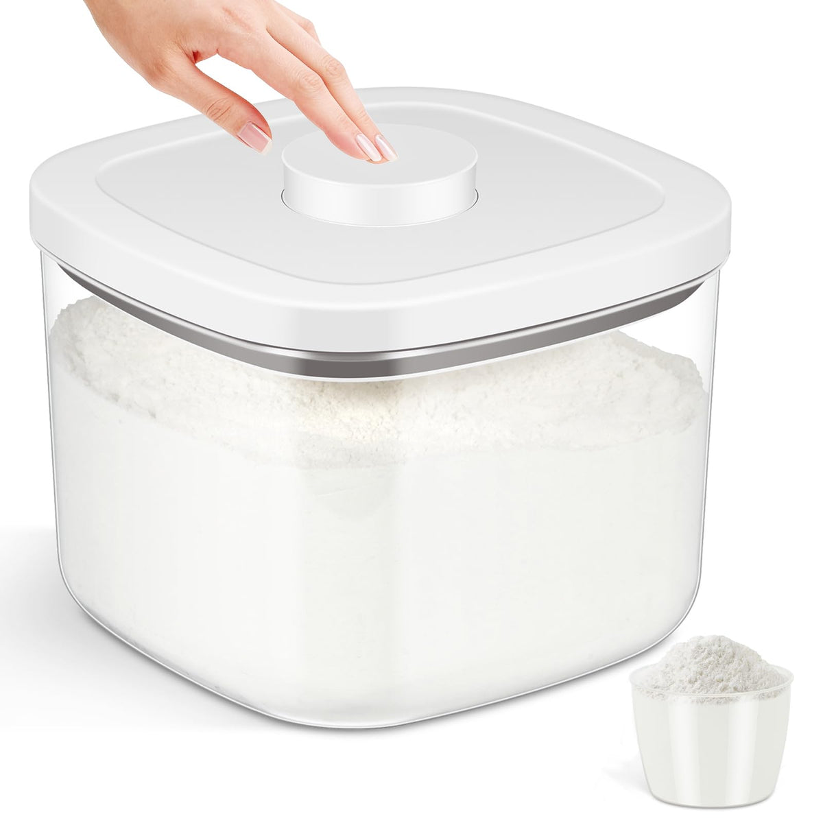 TBMAXS airtight rice container with lid—push-button lid for easy access.