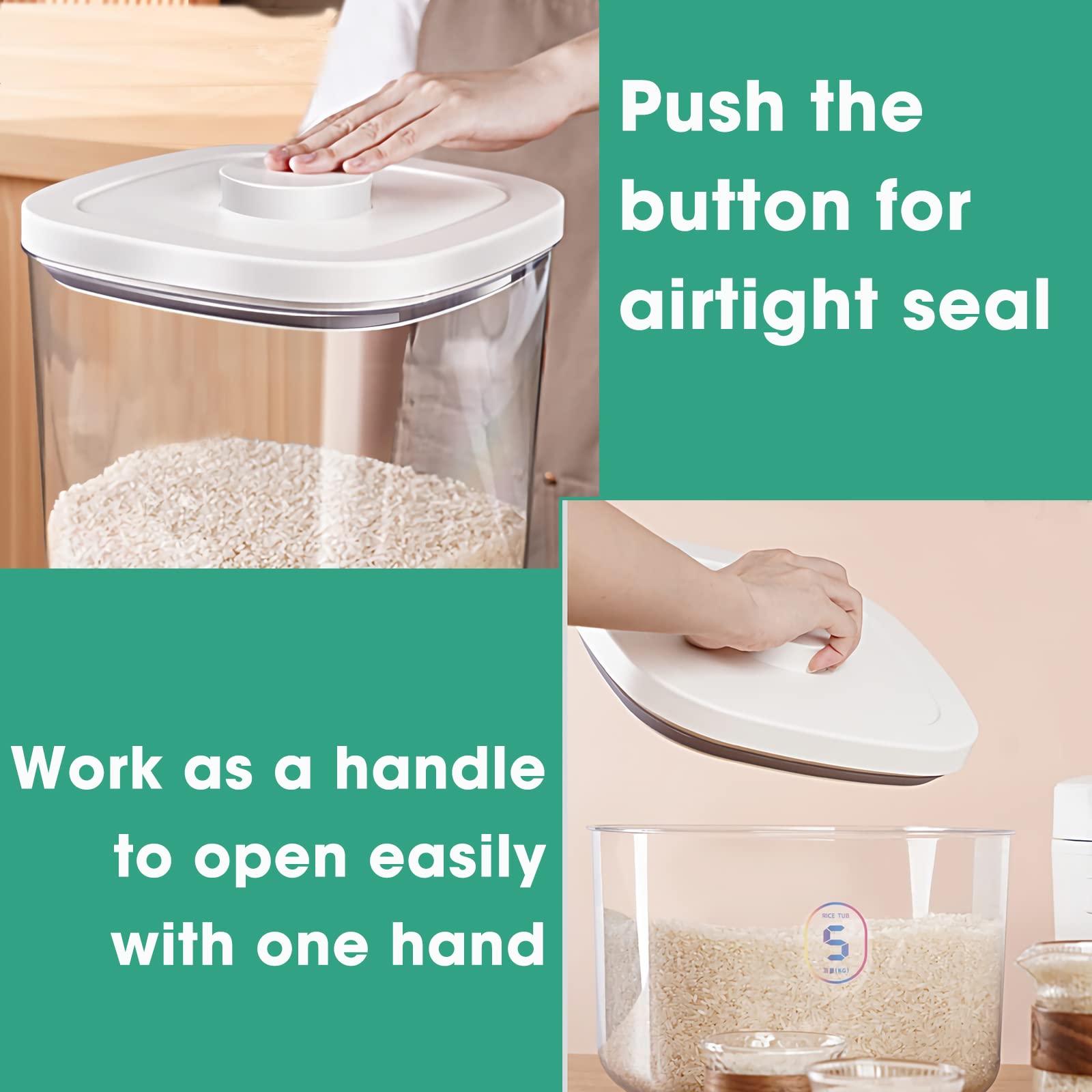 TBMAXS large-mouth container eases scooping and measuring ingredients.