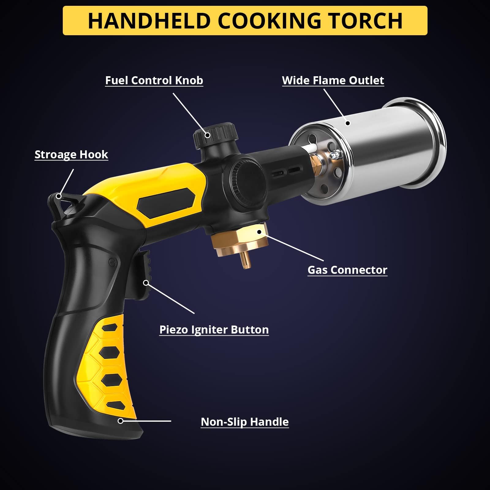 TBTeek cooking torch long handle for comfortable, controlled use