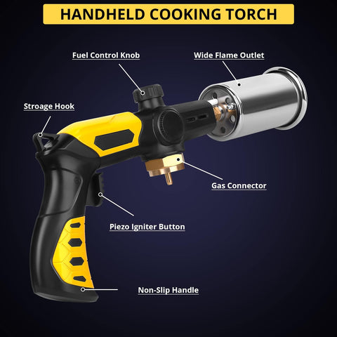 TBTeek cooking torch long handle for comfortable, controlled use