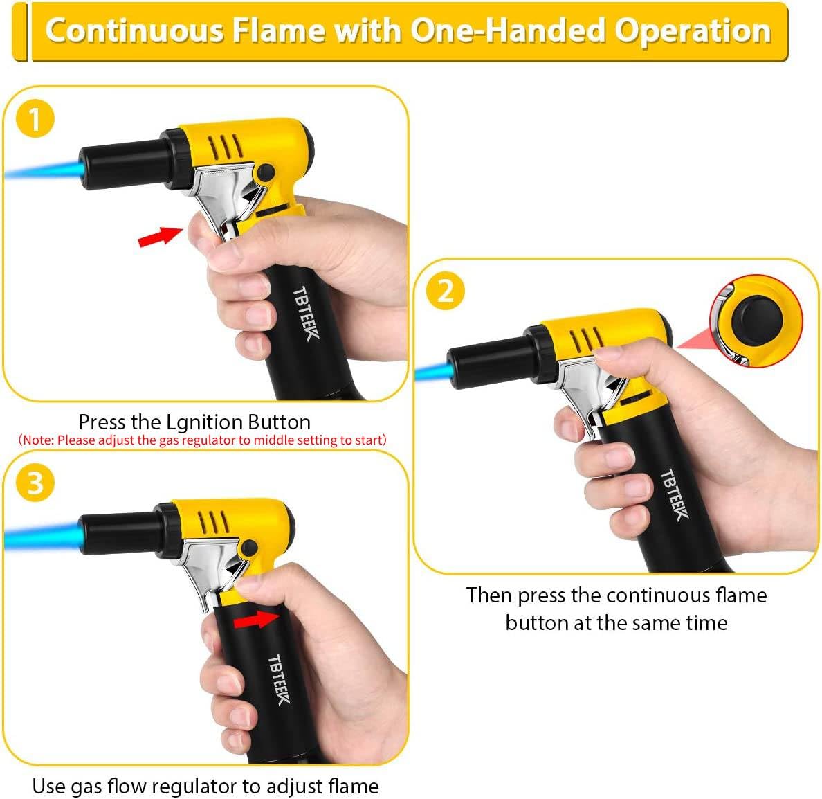 TBTeek T907 one-hand operation torch in action for quick kitchen tasks