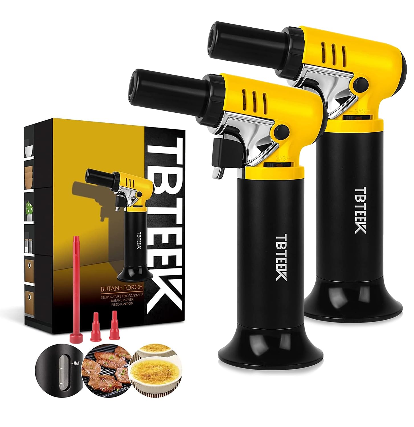 TBTeek T907 two-pack butane torch for precise home use and caramelizing