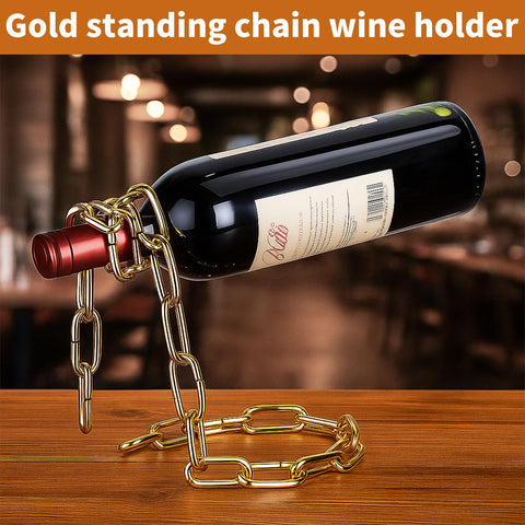 TBWHL steel link chain display securely holds long-neck bottles