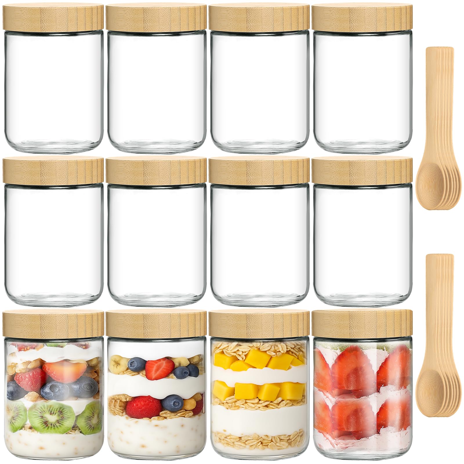 TBWIND 16oz glass jar with bamboo lid for clear storage and meal prep