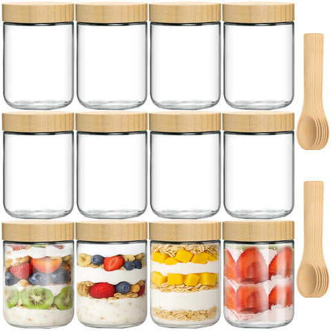 TBWIND 16oz glass jar with bamboo lid for clear storage and meal prep