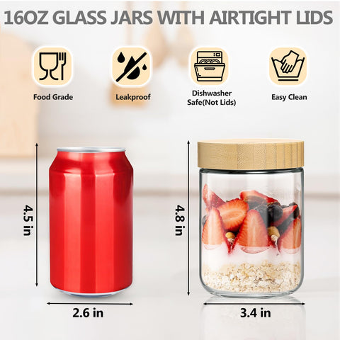 TBWIND glass jar with spoon set included for easy eating on the go