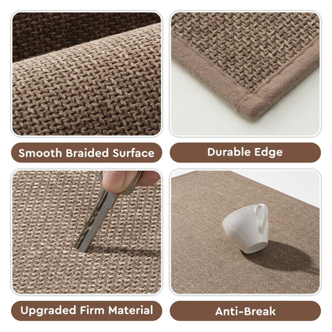 Machine-washable kitchen mat designed for easy cleanup and durability.