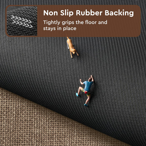 Tchdio rubber-backed mat provides steady footing on tile and hardwood floors.