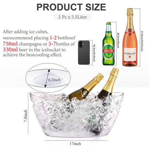 tchrules acrylic ice bucket set shows contents clearly for quick ice checks.