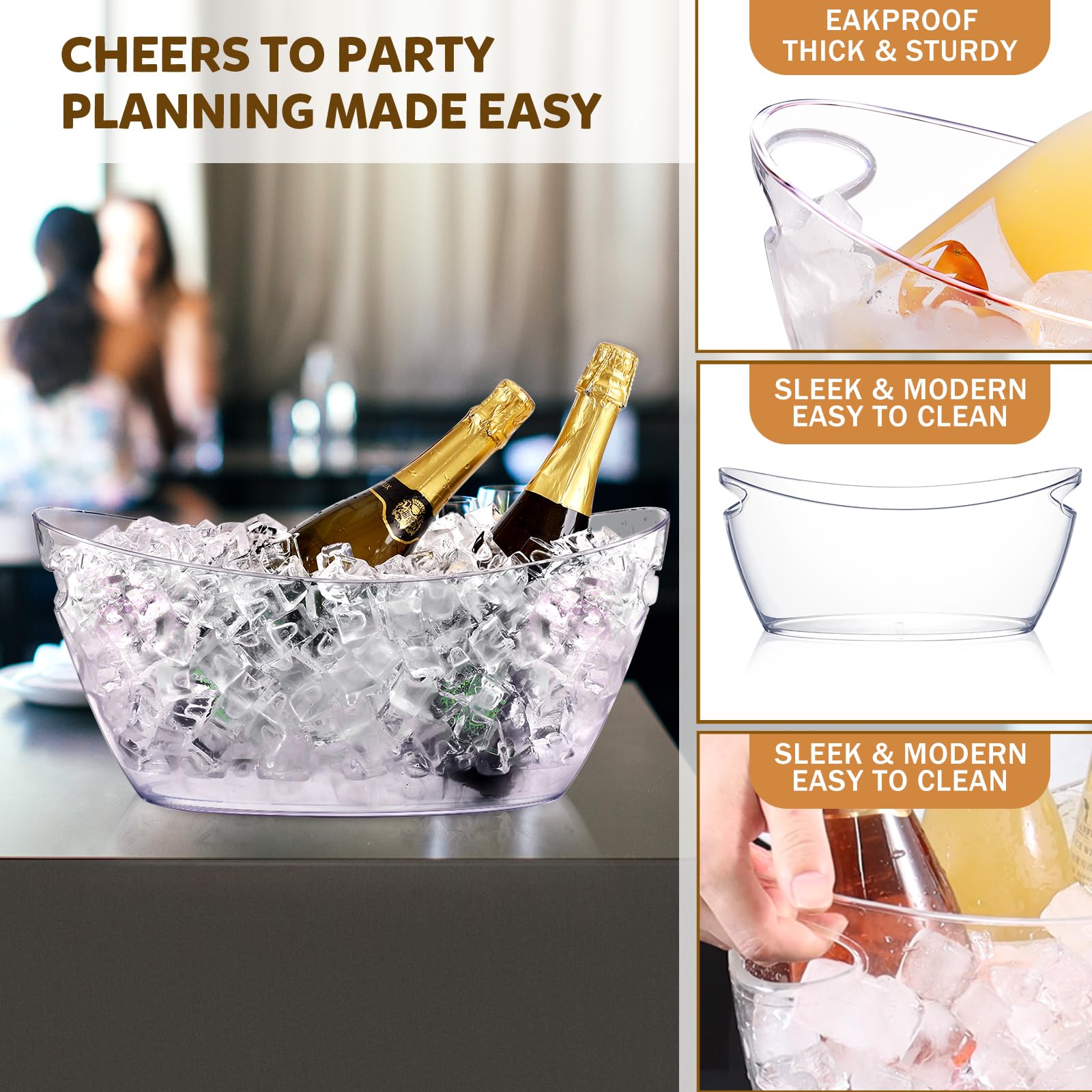tchrules 5-5l bucket with side handles makes carrying easy during parties.