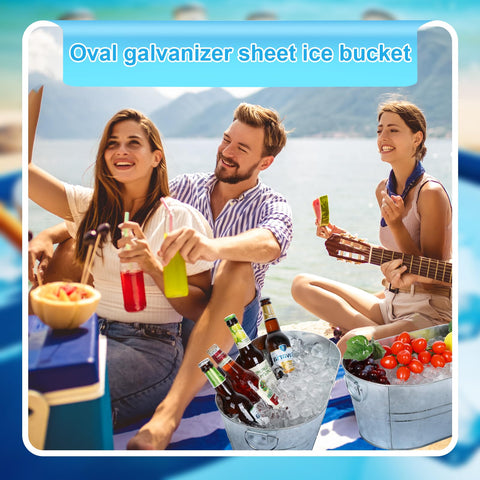 tchrules tub filled with ice helps keep drinks cold during gatherings.
