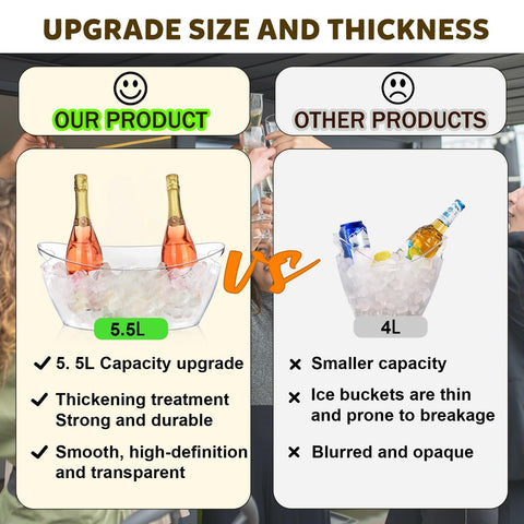 tchrules wine and champagne bucket helps monitor ice levels at a glance.