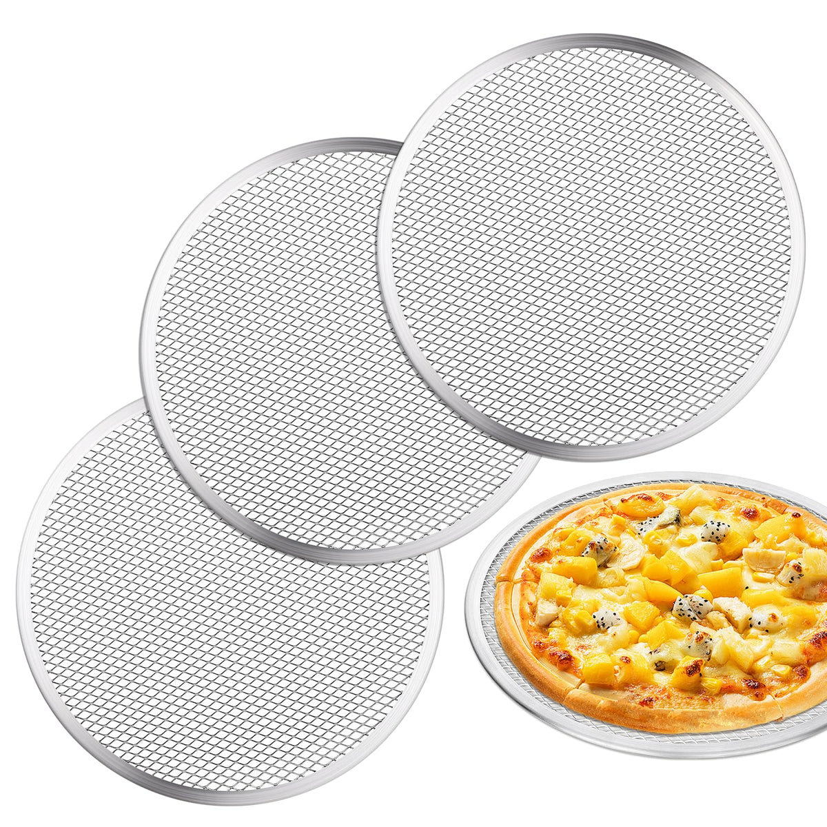 tchrules pizza screen 3pc set front view for versatile oven use