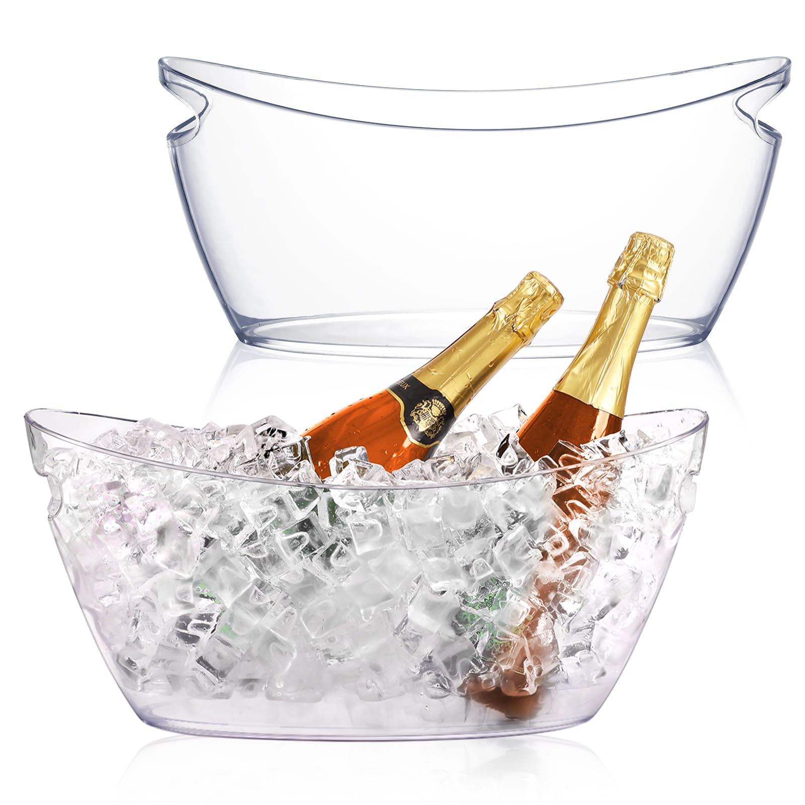 tchrules two-pack acrylic ice buckets in clear design for elegant beverage service.