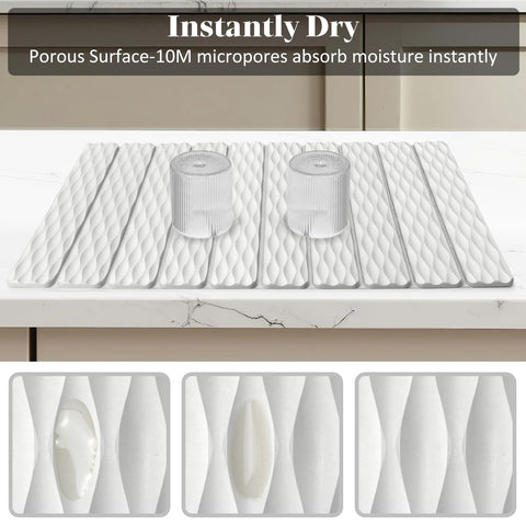 tdcokhe Stone mat on counter serves as heat-proof surface for hot items.