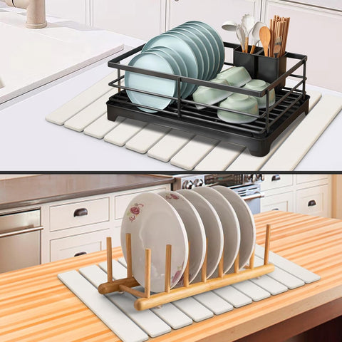 tdcokhe stone drying mat on counter protects surfaces while drying dishes