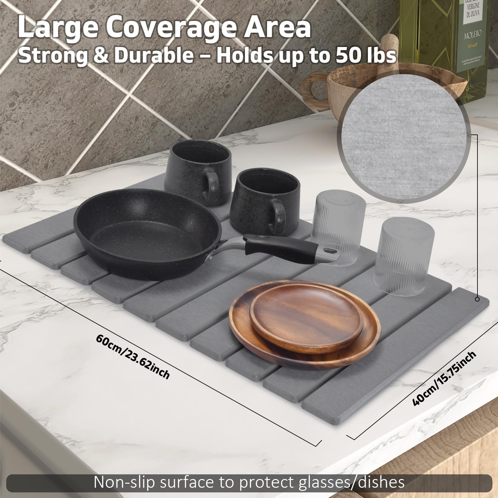 tdcokhe stone dish drying mat multi-use as pet pad or heat-safe coaster.