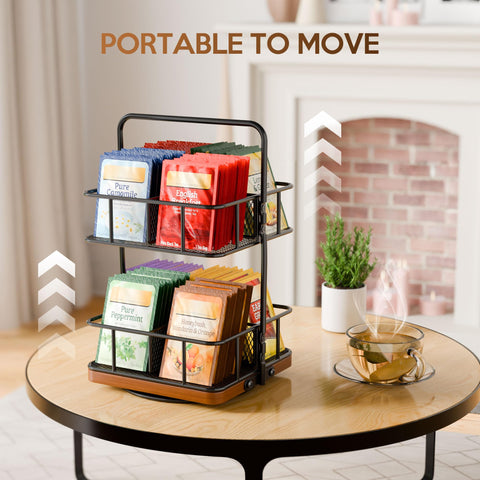 Tea Bunch eight-deep-baskets storage holds 100+ bags at a glance.