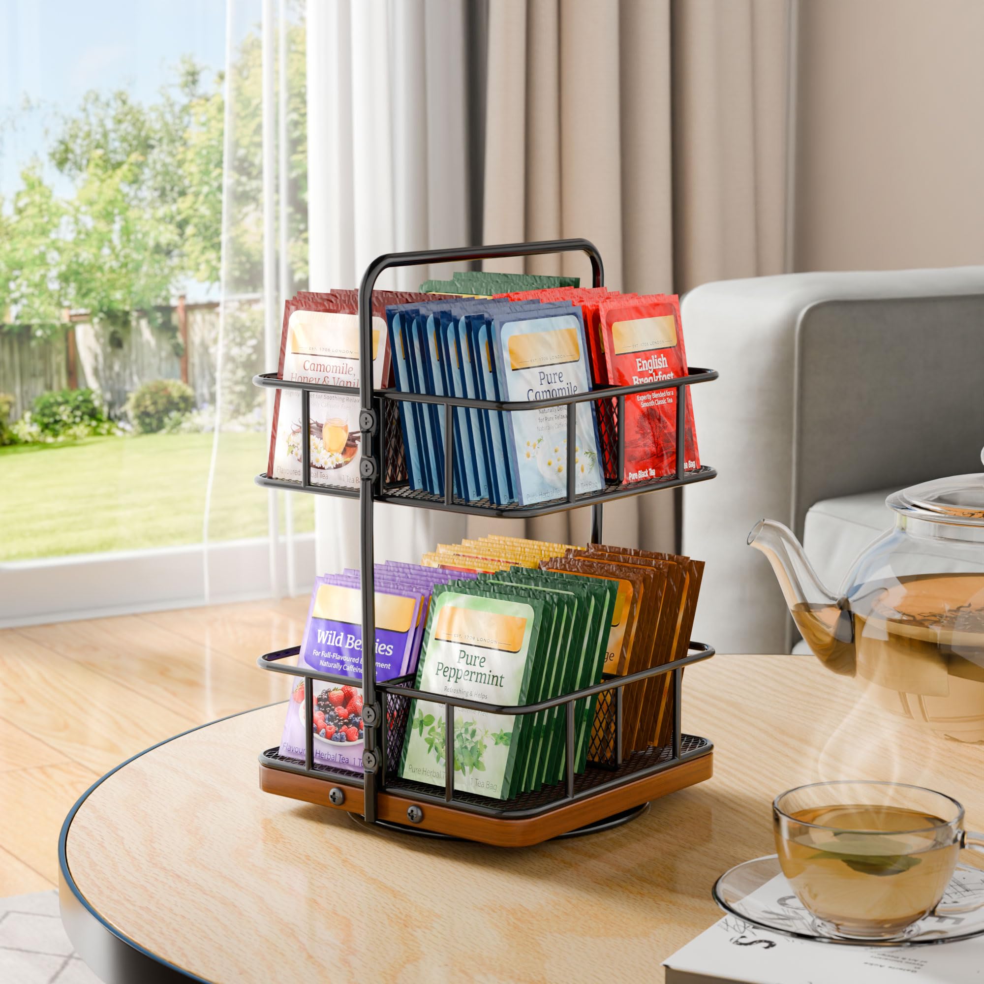 Tea Bunch quick-assembly countertop organizer with included tools.
