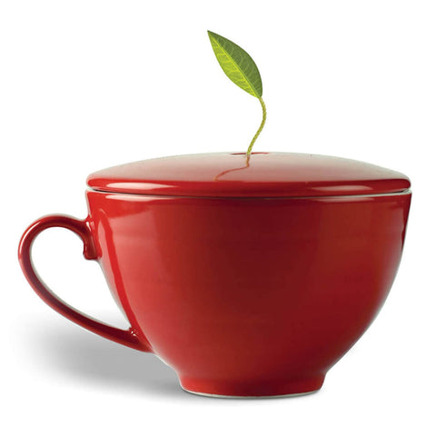 Tea Forte Cafe Cup Ruby Red porcelain cup with a sleek body for a refined tea experience.