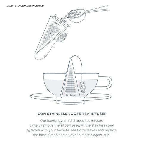 Tea Forte easy-to-use infuser opens, fills, and seals for quick steeping.