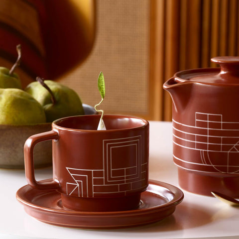 Tea Forte Terra teacup during steeping with aroma rising