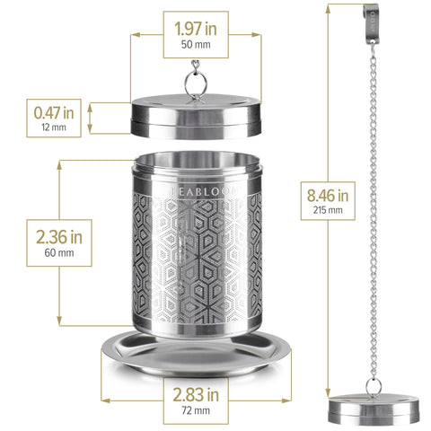 Teabloom 7.7-inch chain with S-hook for secure, easy handling