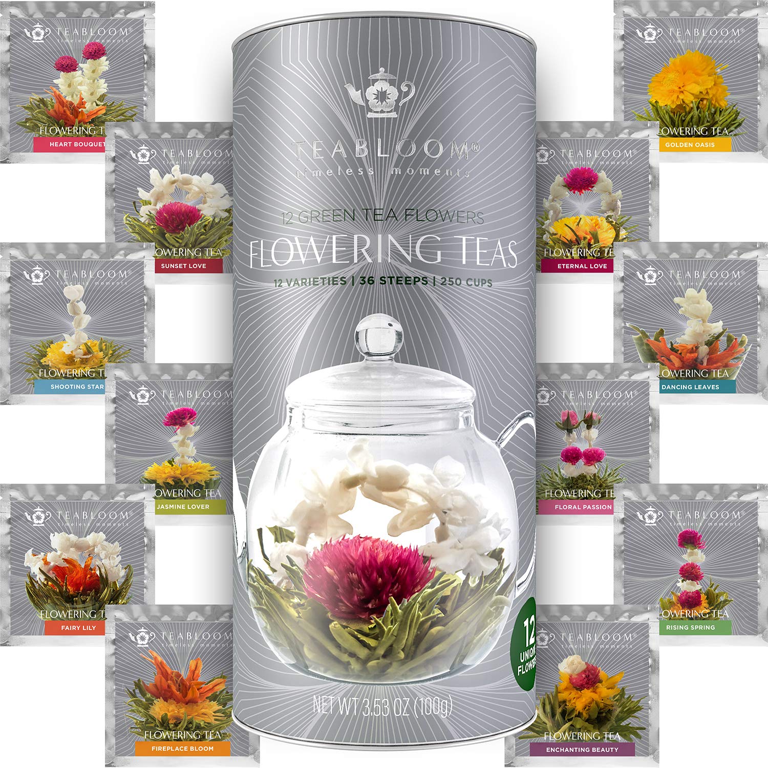Teabloom flowering tea flowers displayed for a vibrant visual experience.