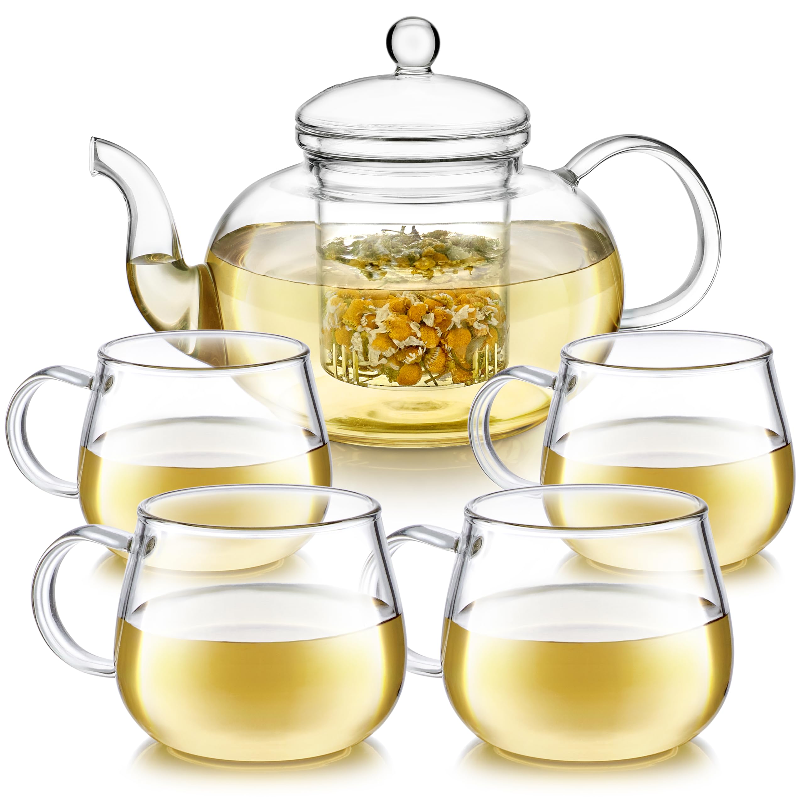 Teabloom heatproof teapot with removable infuser for crisp loose-leaf brews.