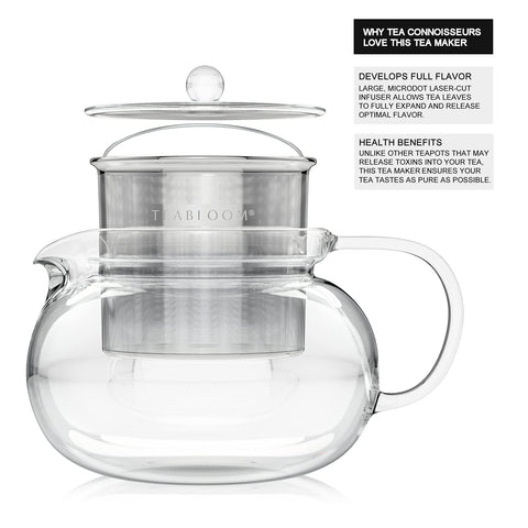 Wide opening of Kyoto teapot makes cleaning simple