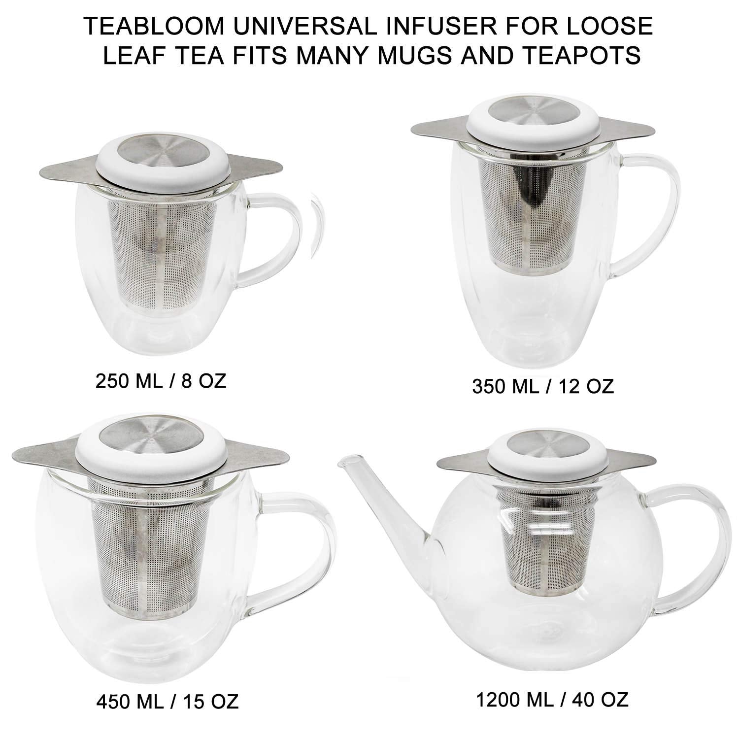Teabloom Universal Tea Infuser lid doubles as a coaster and stays cool.