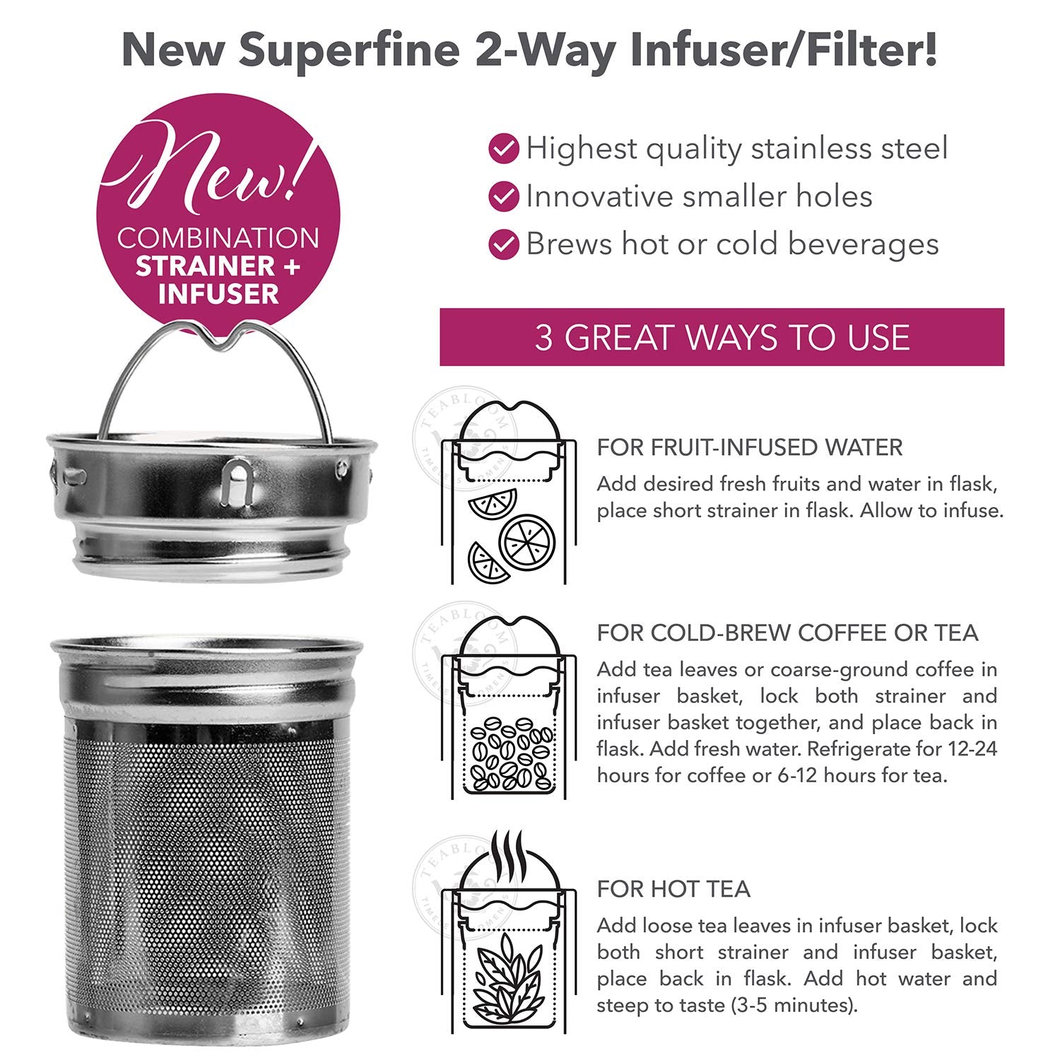 Teabloom Wayfarer borosilicate glass resists stains and odors.