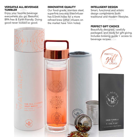 Teabloom Wayfarer with rose-gold accent adds style to hydration.