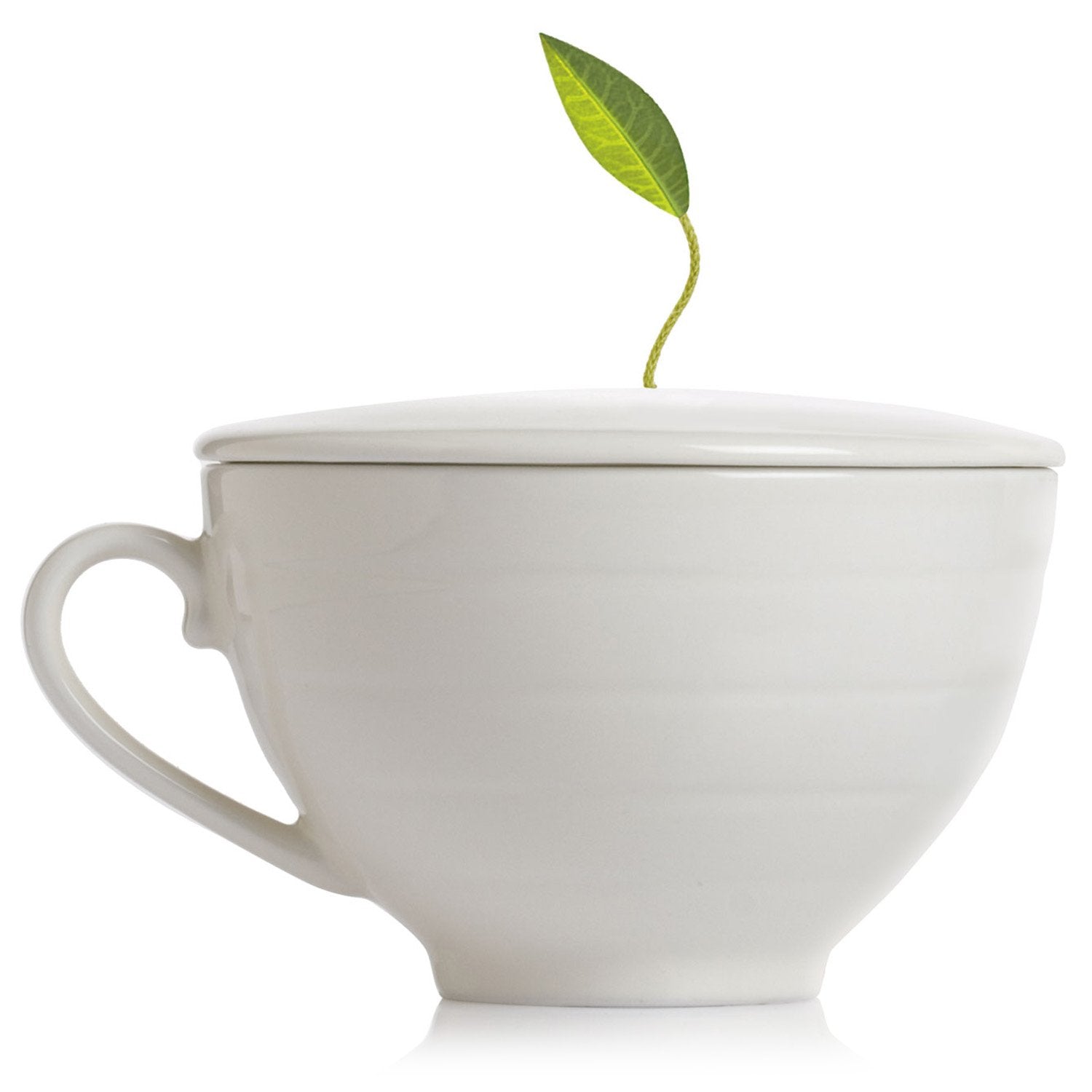 Tea Forte Cafe Cup white porcelain with lid enables refined tea rituals.