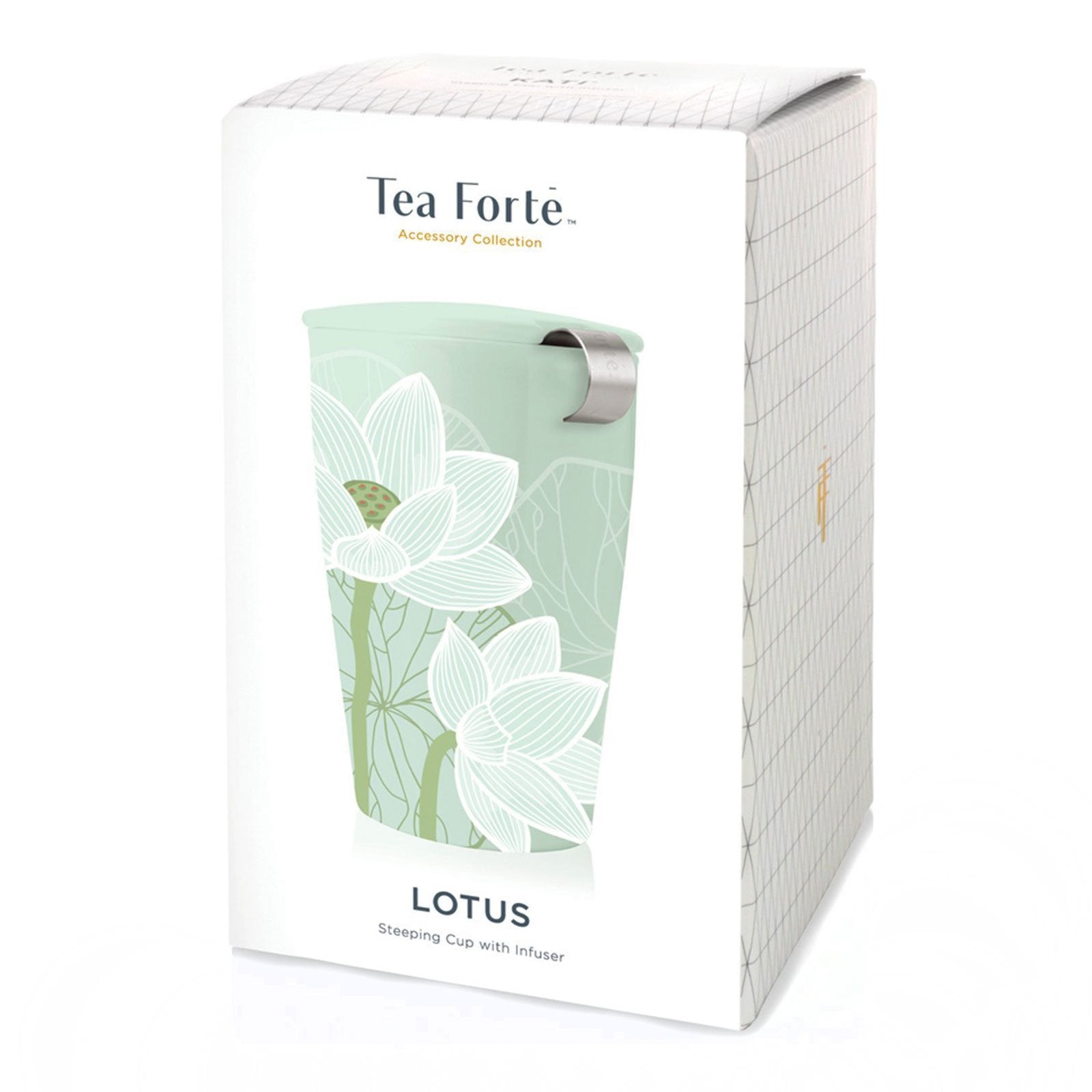 Tea Forte Kati Cup lid used as drip catcher to keep surfaces clean