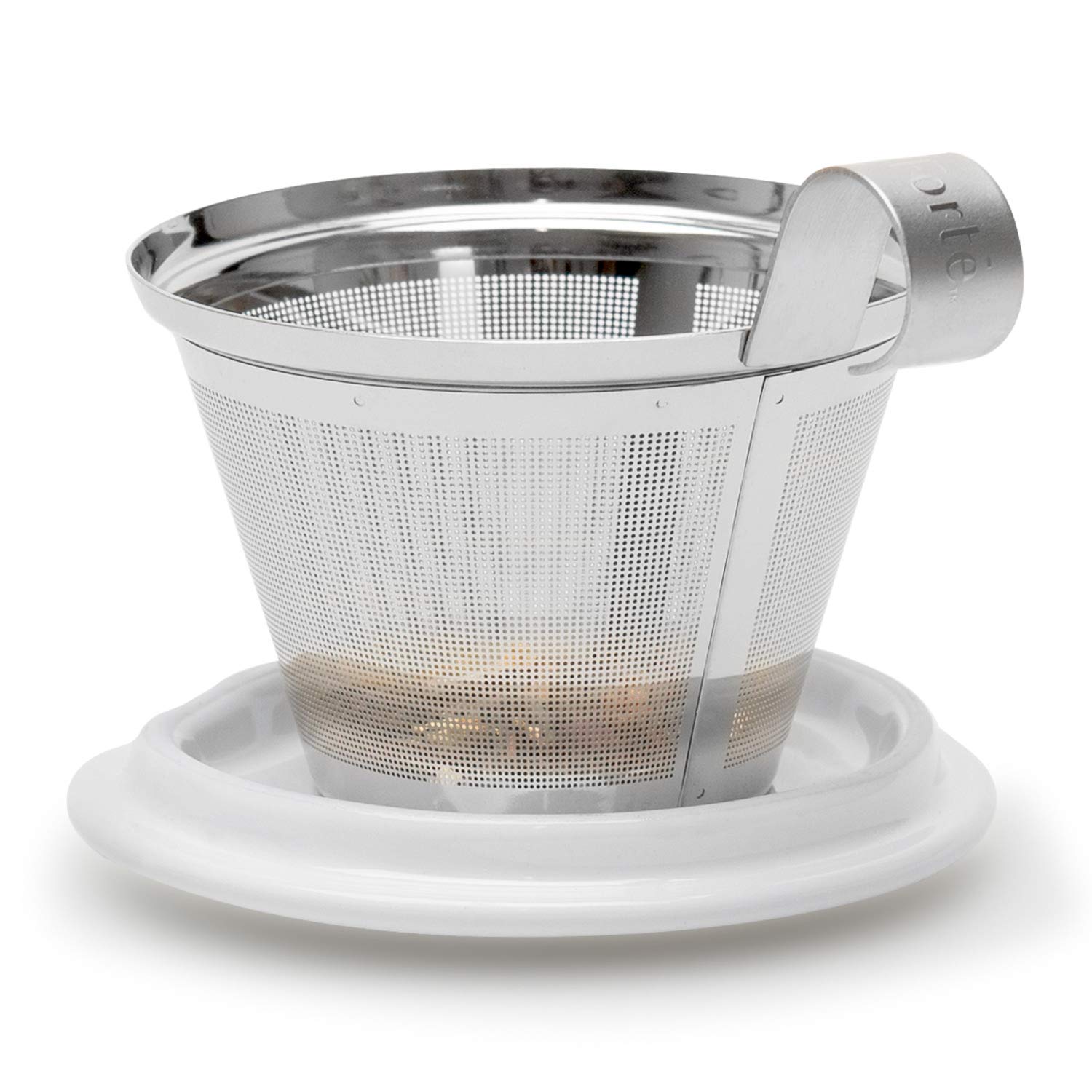 Tea Forte Kati Cup stainless steel infuser provides fine leaf filtration