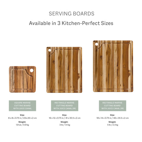Care tips for Teakhaus teak board: hand wash and oil to preserve longevity.