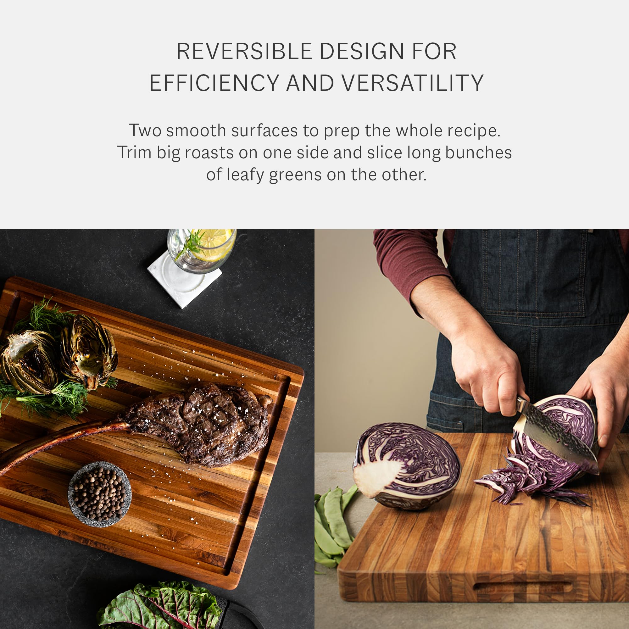 Teakhaus Large Cutting Board kitchen-use setup ideal for weeknight dinners